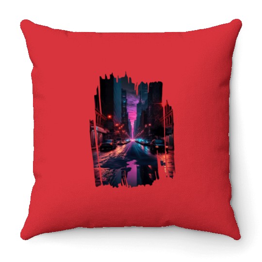 New York Vaporwave Aesthetic Retro Style Love NY Throw Pillows