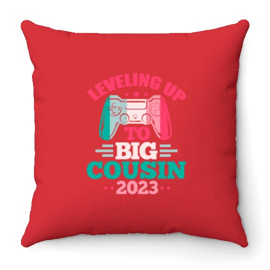 Leveling Up To Big Cousin 2023 Throw Pillows