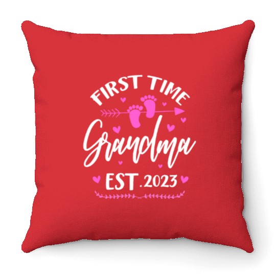 First Time Grandma Est. 2023 Throw Pillows