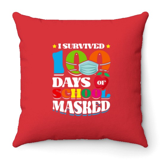 I Survived 100 Days Of School Masked Pupils Home Throw Pillows