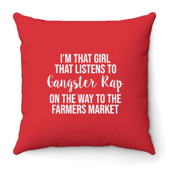 Cute Gangster Rap Farmers Market Throw Pillows
