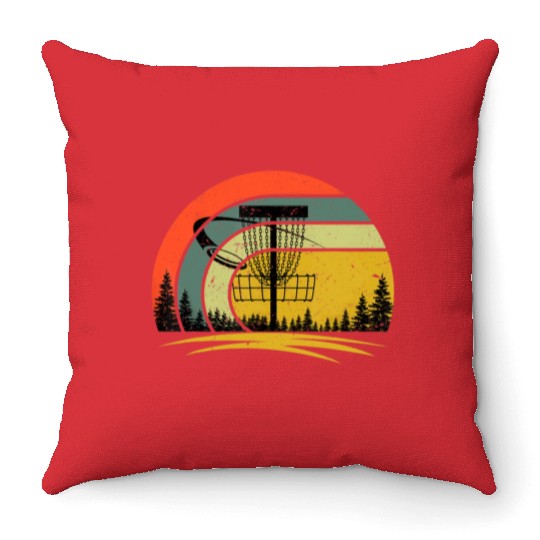 Retro Vintage Disc Golf Frolf Flying Disc Sport Throw Pillows