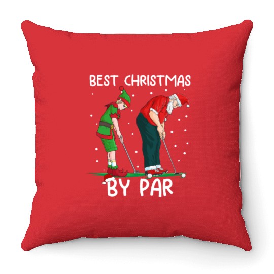 Golf Elf Golfer Christmas Santa Claus Golfing Throw Pillows