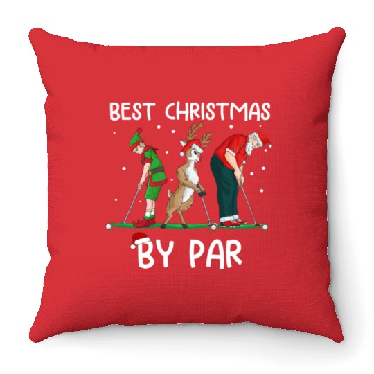 Golf Elf Golfer Christmas Santa Claus Golfing Throw Pillows