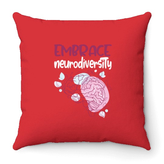 embrace neurodiversity - Embrace ADHD Autism ASD. Throw Pillows