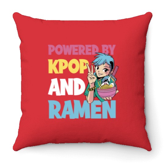 Kpop And Ramen Funny Kpop Gift Throw Pillows