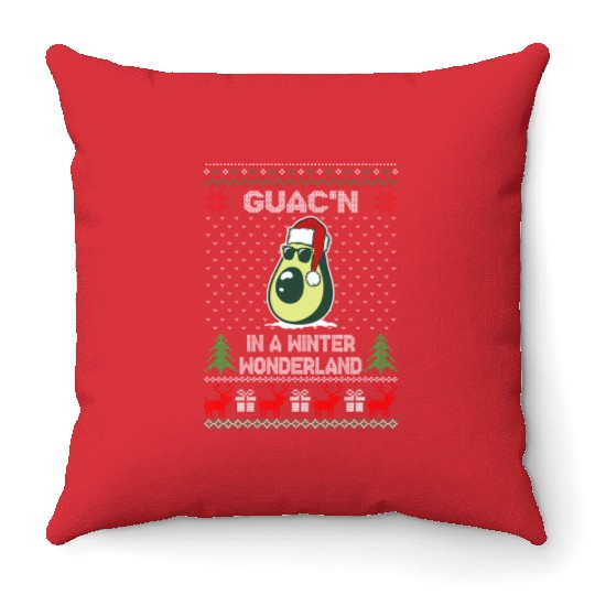 Guac'n In A Winter Wonderland Funny Christmas Throw Pillows