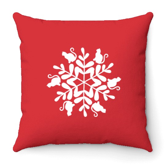 Cats Snowflake Christmas Winter Snow Holiday Kitty Throw Pillows