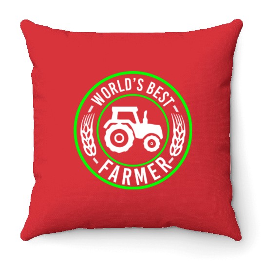 Farmer Throw Pillows World's Best Farmer Farming Gift Throw Pillows