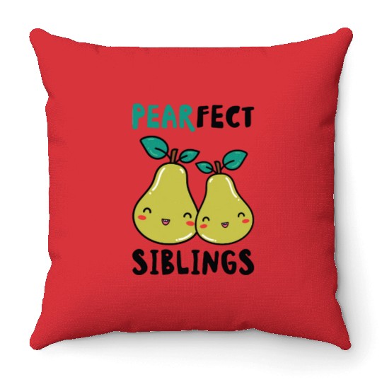 Siblings Pear Fruit Big Brother Sister Goals Throw Pillows