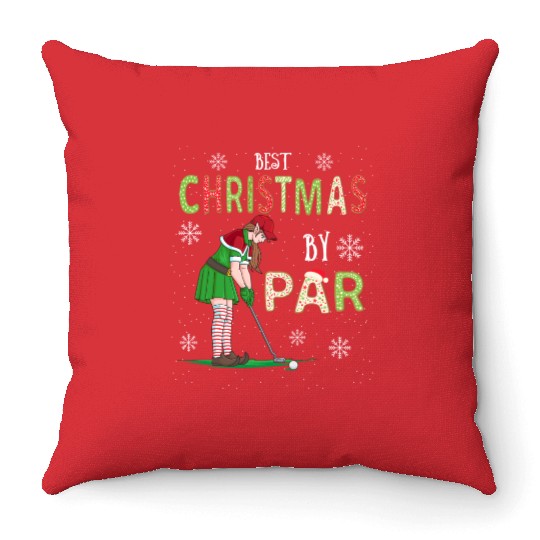 Golf Elf Pun Golfer Christmas Golfing Throw Pillows