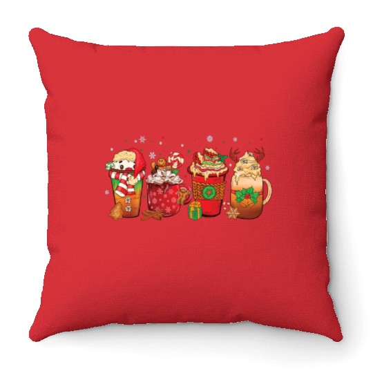 Hot Chocolate Cup Peppermint Mocha Throw Pillows