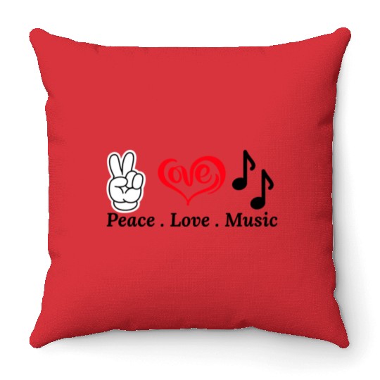 Peace ,Love , Music Throw Pillows