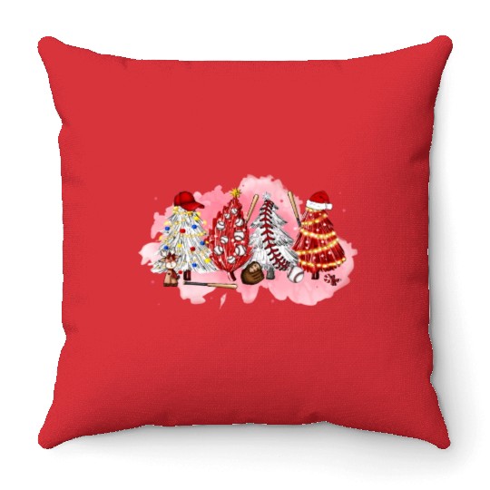 Baseball Xmas Tree Christmas Trees Baseball Lover Throw Pillows