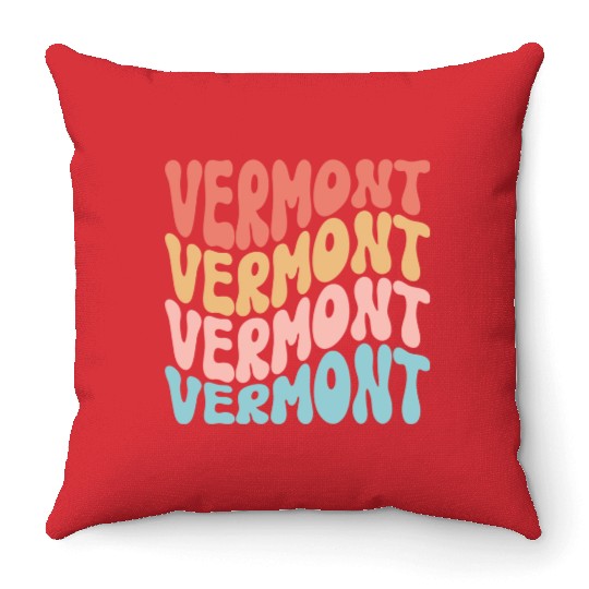 Retro Vermont Use State Throw Pillows