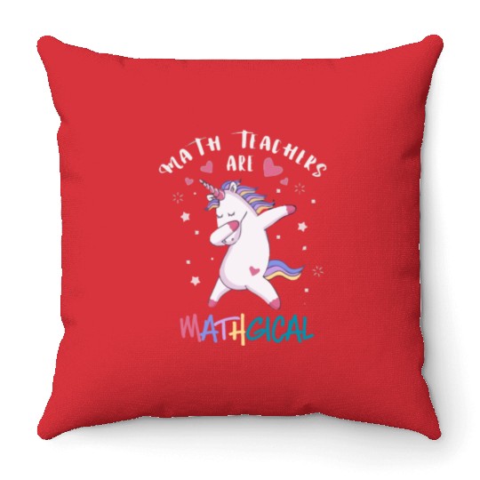Math Teacher Unicorn Throw Pillows