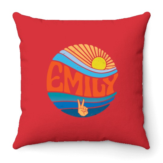 Emily Throw Pillows Vintage Sunset Emily Groovy Tie Dye
