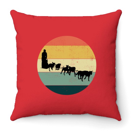 Husky Sledding Sled Dog Racing Alaskan Racers Throw Pillows