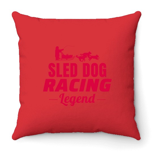 Husky Sledding Sled Dog Racing Alaskan Racers Throw Pillows