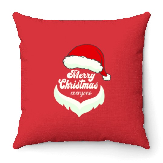 Santa Claus Merry Christmas Beard and hat Throw Pillows