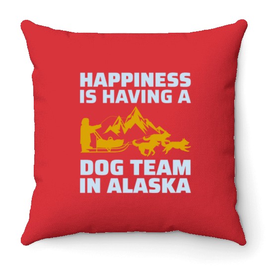 Husky Sledding Sled Dog Racing Alaskan Racers Throw Pillows