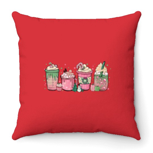 Hot Chocolate Cup Peppermint Mocha Throw Pillows