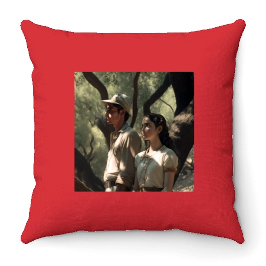 screengrab from a 1920s film scene beautiful Throw Pillows