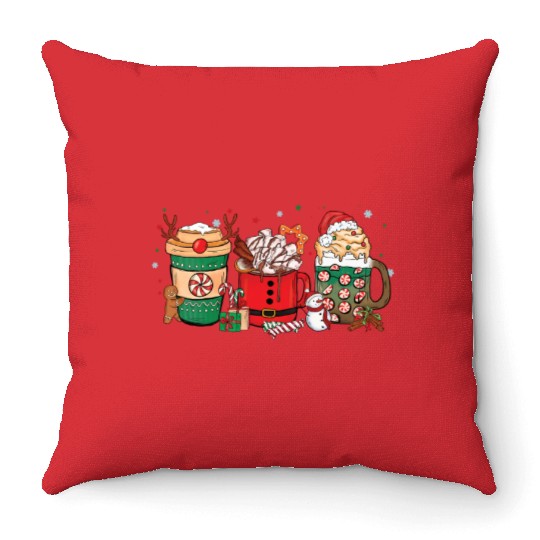 Christmas Hot Chocolate Cup Throw Pillows
