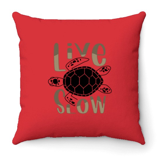 Relax and Live Slow Sea Turtle Beachy Vacation Throw Pillows