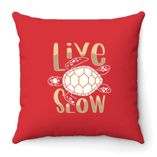 Relax and Live Slow Sea Turtle Beachy Vacation Throw Pillows