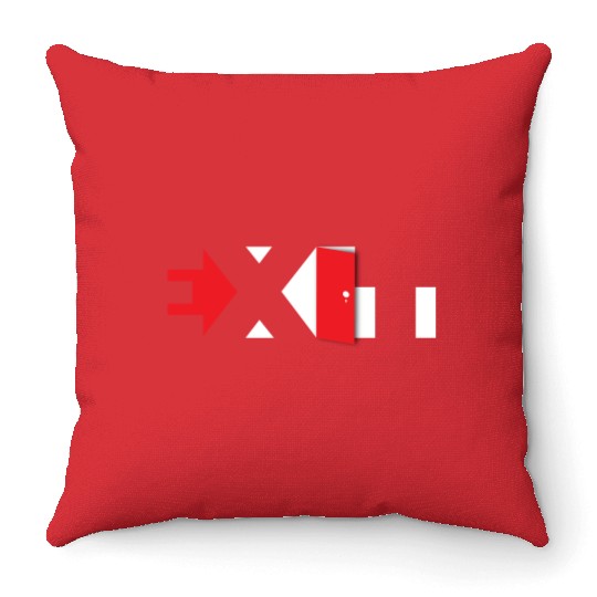 Exit Typography Design Throw Pillows
