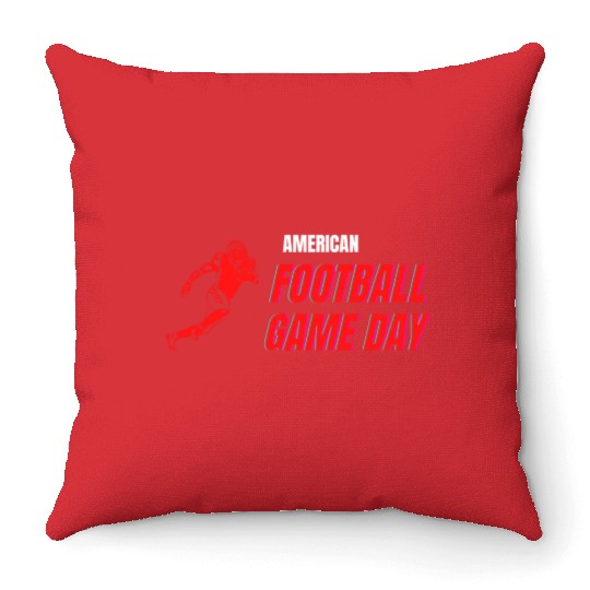 American Football Player Game Day Sport Tees Throw Pillows