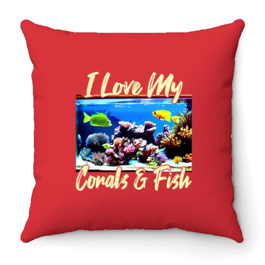 Saltwater aquarium coral fish Throw Pillows