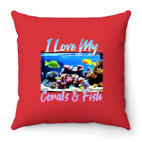 Saltwater aquarium coral fish Throw Pillows