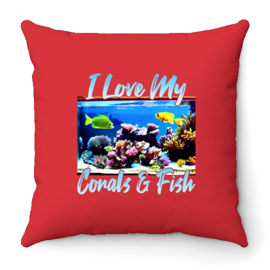 Saltwater aquarium coral fish Throw Pillows