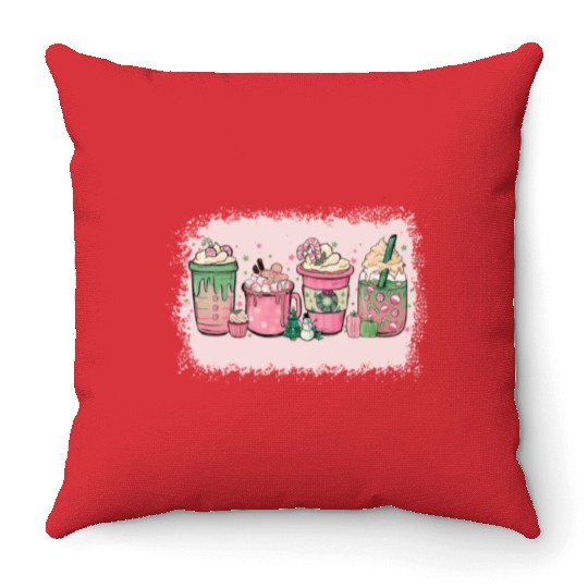 Hot Chocolate Cup Peppermint Mocha Throw Pillows