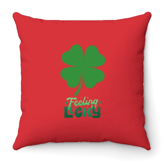 Irish Feeling Lucky four leaf Shamrock Throw Pillows