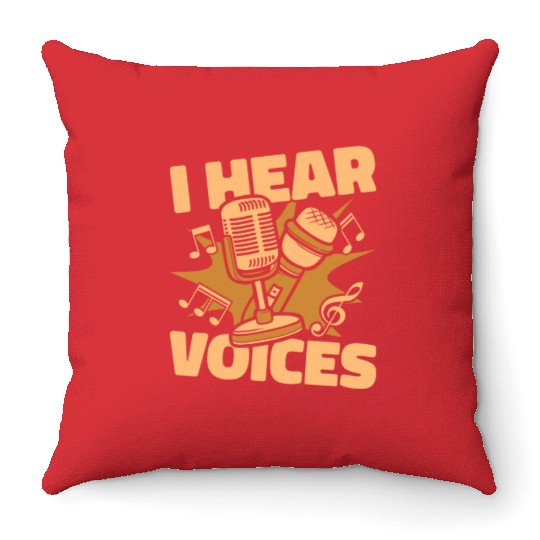 Music Teacher Microphone I Hear Voices Throw Pillows