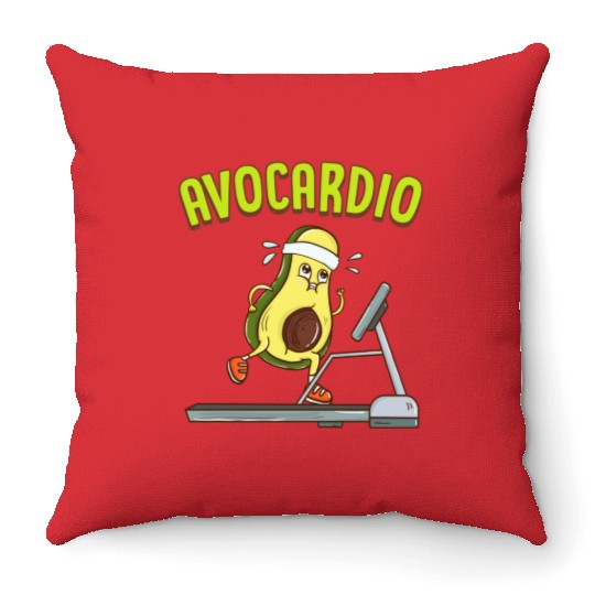 Avocardio Avocado Cardio Pun Running Exercise Gym Throw Pillows
