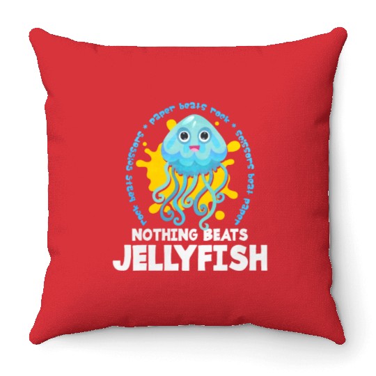 Nothings Beats Jellyfish Throw Pillows
