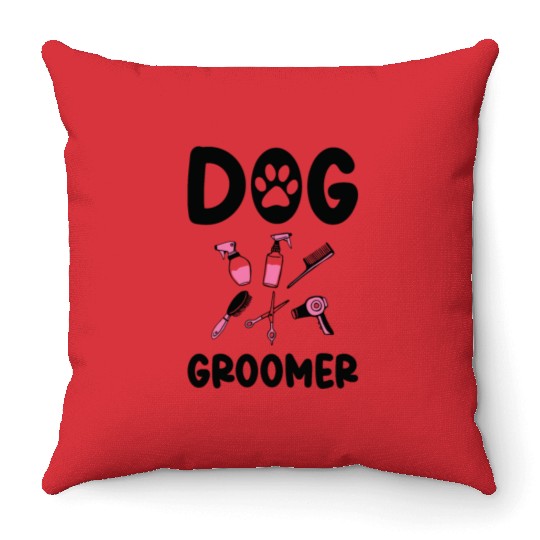 Dog Groomer Canine Grooming Hygiene Throw Pillows