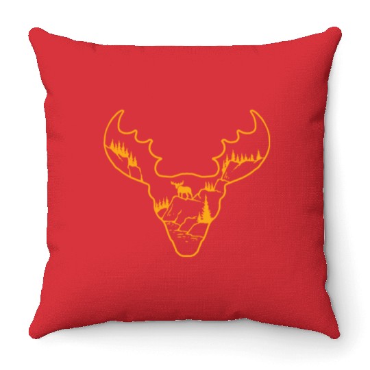 moose head Throw Pillows