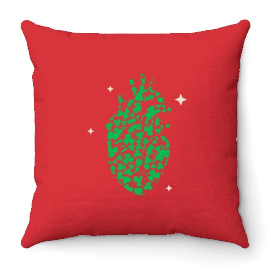 Shamrock Heart Cardiac Nurse St Patricks Day Throw Pillows