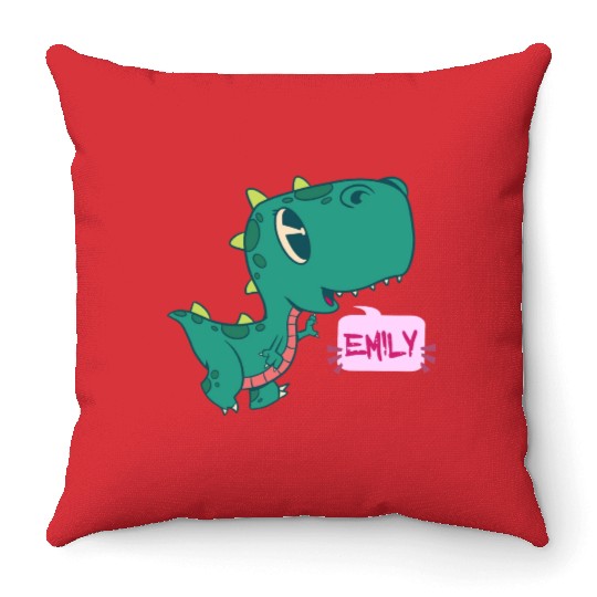EMILY - Lovely girl name with cute dinosaur Throw Pillows