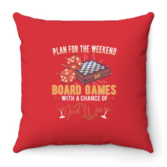 Wine Board Games Chess Board Game Player Gambling Throw Pillows
