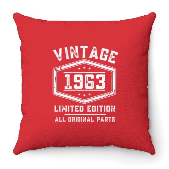60 Years Vintage 1963 Retro 60th Birthday Throw Pillows