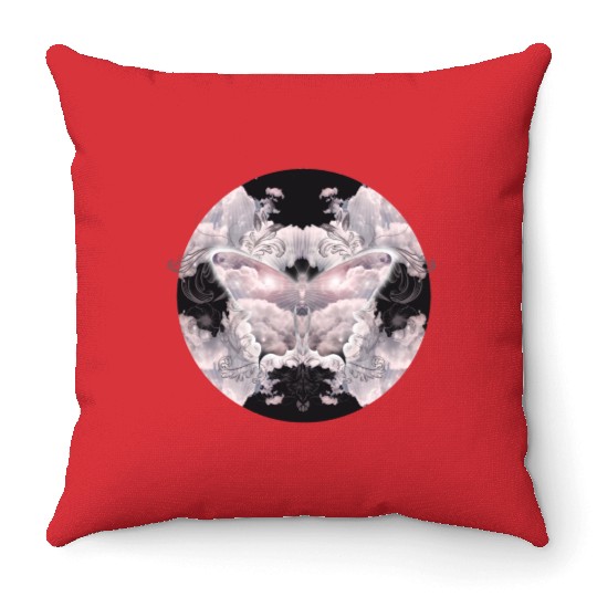 A heavenly butterfly made of delicate clouds Throw Pillows