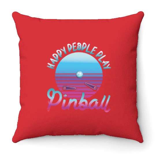 Happy People Play Pinball Retro 80s Throw Pillows