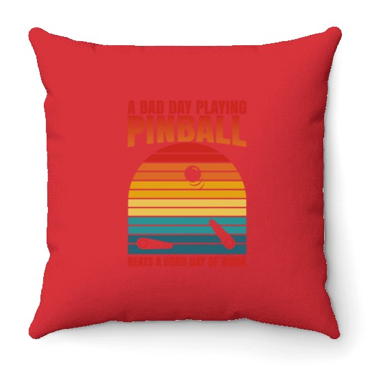 Retro Pinball Beats Work Arcade Machine Throw Pillows