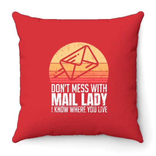 Mail Lady For Postal Worker Throw Pillows